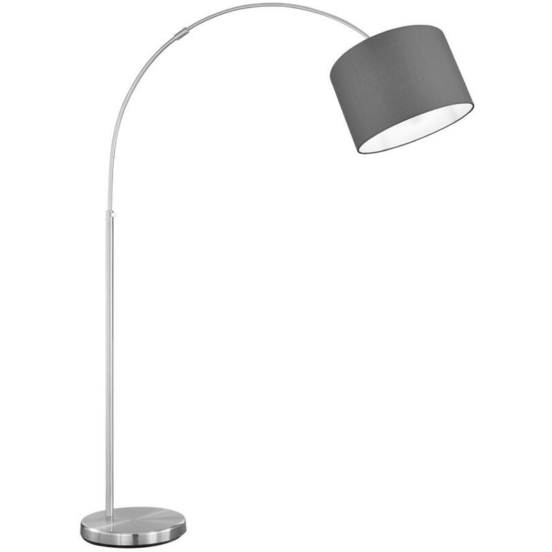 Trio Hotel Modern Arc Floor Lamp Nickel Matt with Footswitch