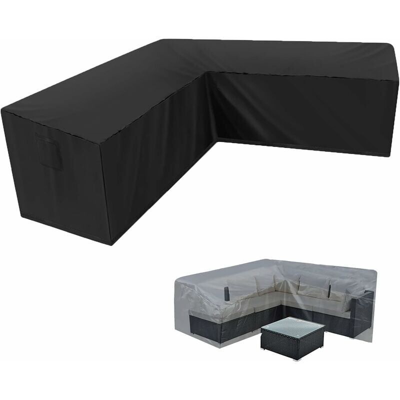 TRIO Housse Canapé d'angle Jardin Imperméable 210D Oxford Anti-Poussière Housse pour Meubles de Jardin Forme en L Couverture canapé de Coin