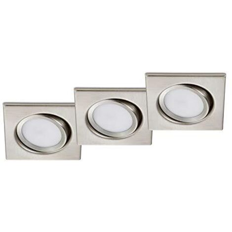 TRIO - KIT 3 FARETTI LED RILA AD INCASSOQUADRATI IN NICKEL OPACO 3x SMD LED, 5W · 3x 450lm, 3000K