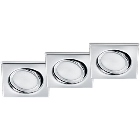 TRIO - KIT 3 FARETTI LED RILA DA INCASSOQUADRATI CROMO 3x SMD LED, 5W · 3x 450lm, 3000K