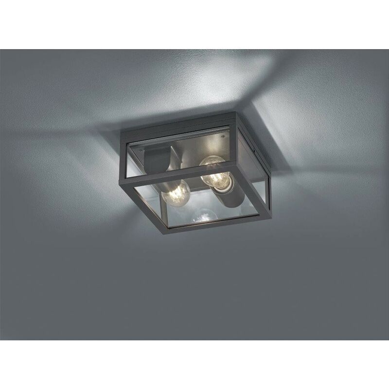 Image of Trio Lighting - Garonne plafoniera da esterno doppia lampadina fusione di alluminio antracite e vetro trasparente ip44 24x24cm 601860242