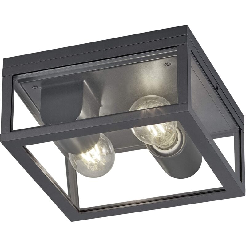 Trio Leuchten Garonne 601860242 - Lampada da soffitto per esterni, in alluminio pressofuso antracite, 2 x E27