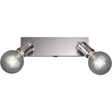 TRIO LEUCHTEN - BARRA 2 SPOTS CARL IN METALLO ACCIAIO CON INTERRUTTORE LUNGHEZZA 30CM