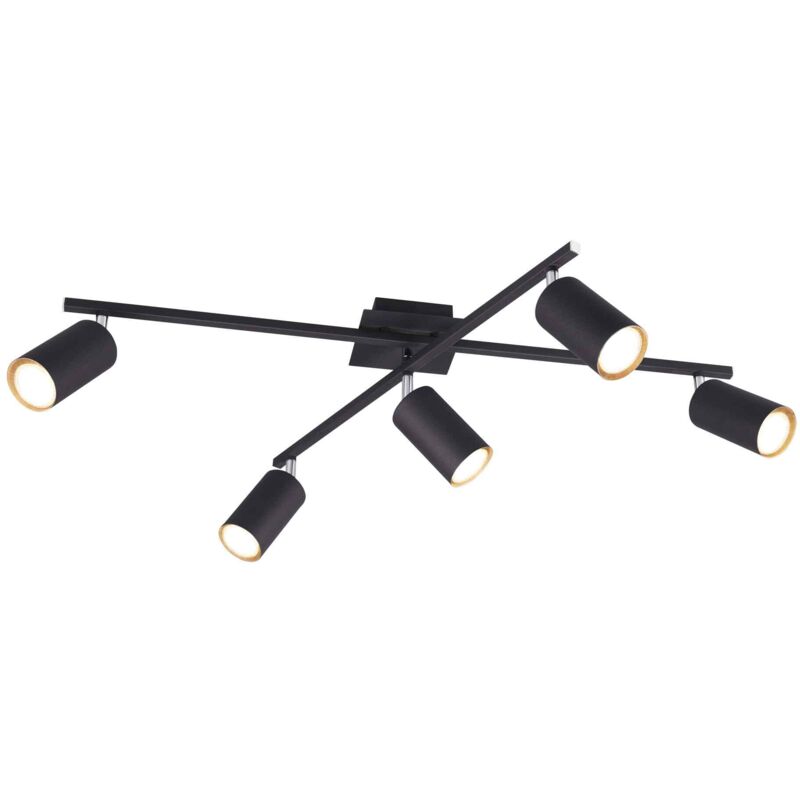 Plafoniera 5 luci, metallo, nero, L77 cm, Marley