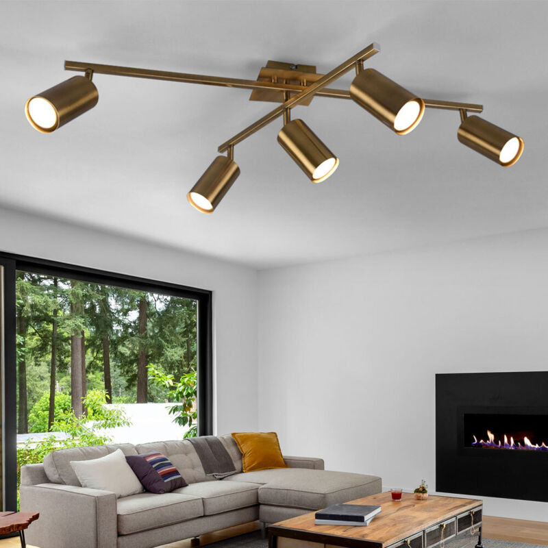 Trio - Plafoniera Soffitto 2 Barre Orientabili 5 Spots Faretti Bianco Marley gd