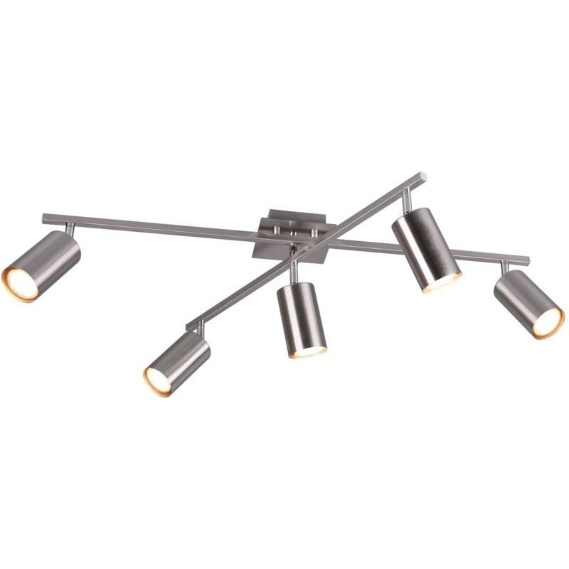 Plafoniera Soffitto 2 Barre Orientabili 5 Spots Faretti Acciaio Marley gd Trio