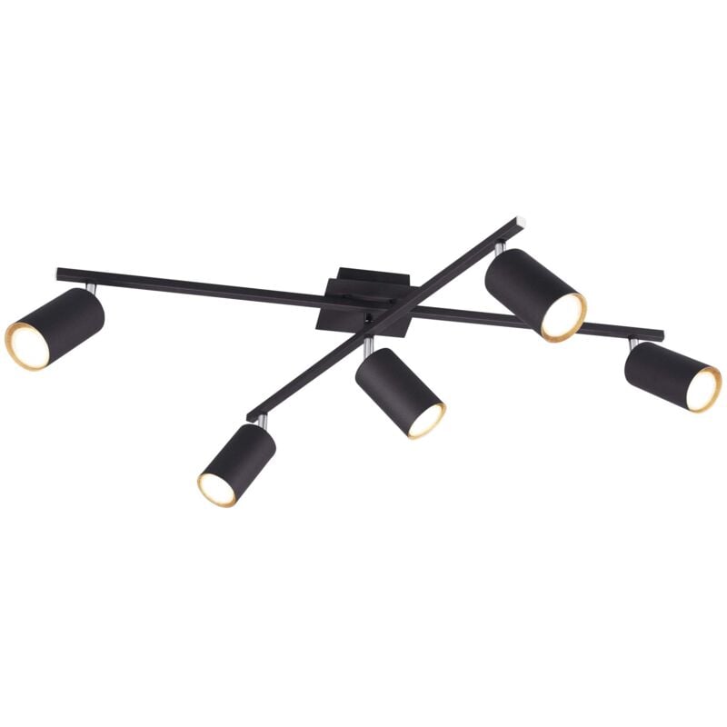 Trio - Plafoniera Soffitto 2 Barre Orientabili 5 Spots Faretti Nero Marley gd