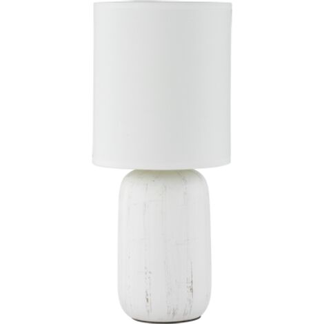 TRIO LEUCHTEN - LAMPADA DA TAVOLO CLAY CON BASE CERAMICA EFFETTO LEGNO E PARALUME
