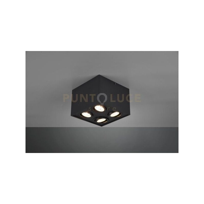 Trio - Plafoniera cubo nero 4 faretti orientabili biscuit 613000432