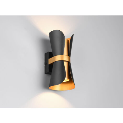 Trio Leuchten LED Wandleuchte Coat GU10 schwarz gold Metall Wandleuchten