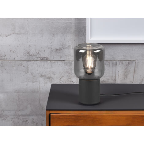Trio Leuchten Tischleuchte Nico E27, schwarz, Metall/Glas Lampen