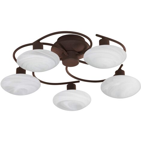 Trio Leuchten Trio 6380051-24 Lentin Plafoniera, 5x28 Watt, Ruggine/Bianco, 50 cm G9, 28 W [Classe di efficienza energetica C]