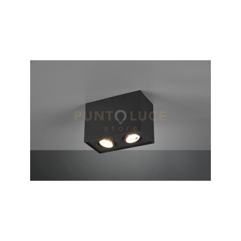 Trio - biscuit cubo nero 2 spots orientabili l. 17,8 x 9,6CM h. 12,5CM attacco GU10