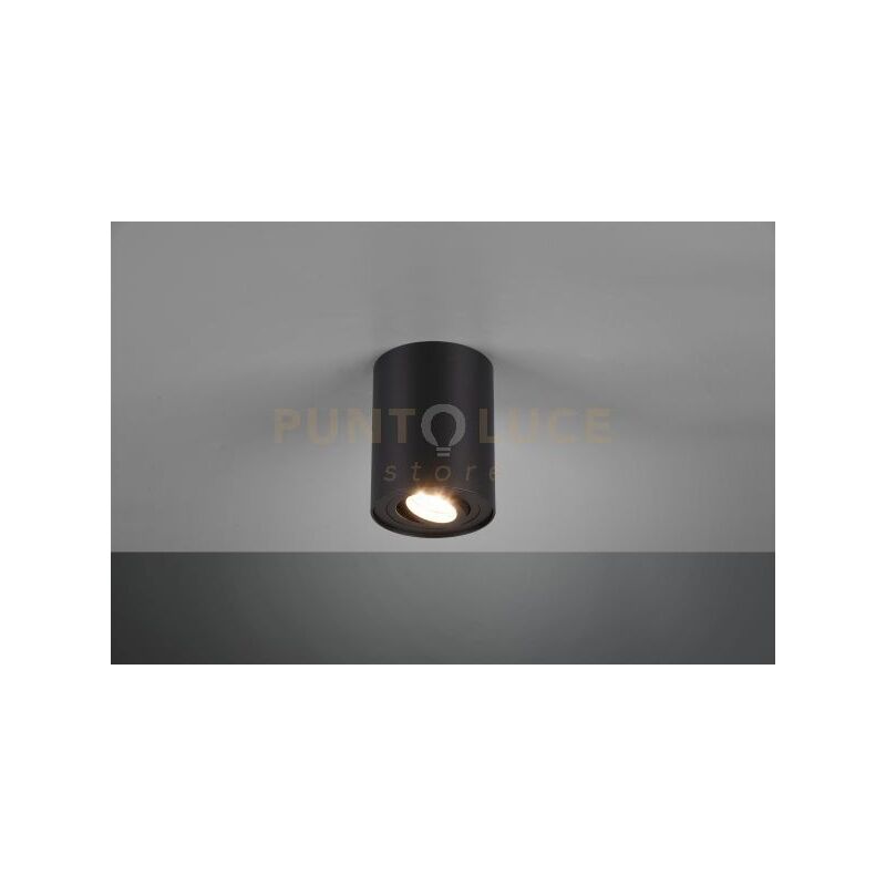 Cookie Cilindro Spot Orientabile Nero D. 9,6cm H. 12,5cm 1 Luce Attacco Gu10
