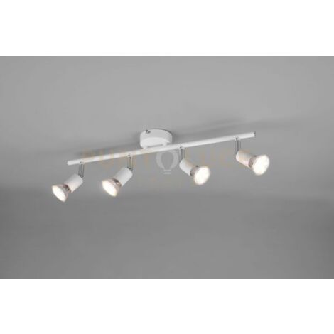 Trio lighting faretto paris lampadine escluse barra 4 luci attacco gu10 bianco opaco r80914031