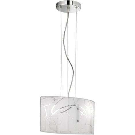 Lampada Sospensione Interno 2 Luci Rettangolare Vetro Cerchi Spirelli GD Trio