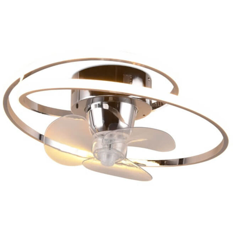 Trio Lighting - Plafonnier ventilateur led chromé ø50 cm avec télécommande