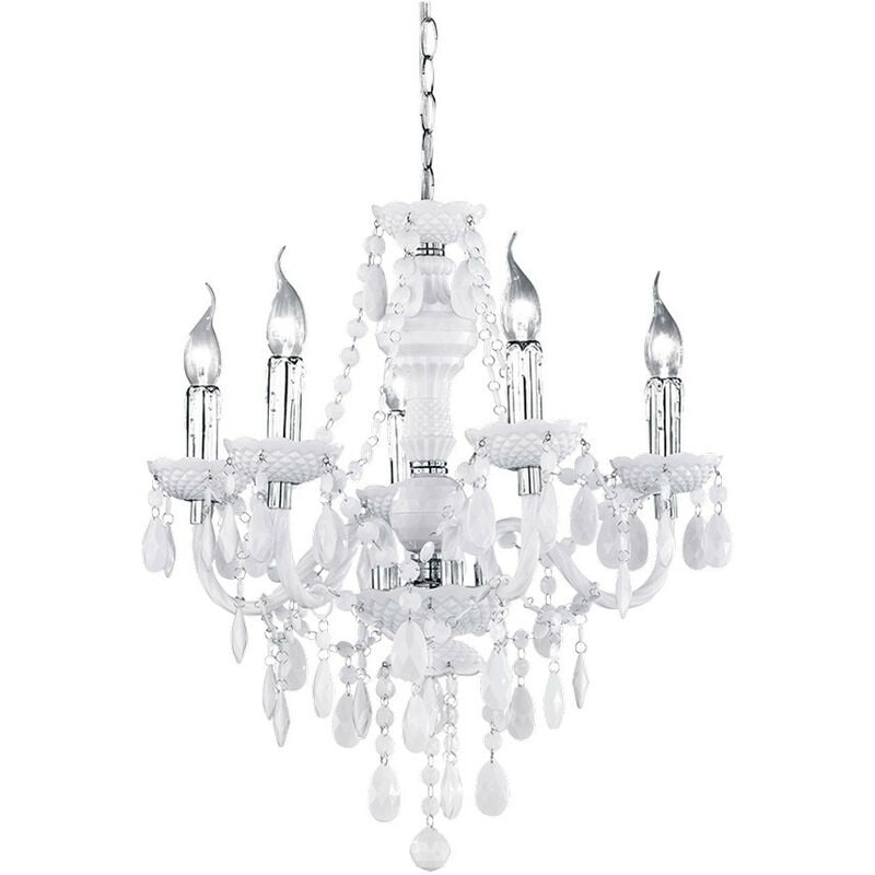 Trio Lüster Young living 5 Light Multi Arm Chandelier Chrome White