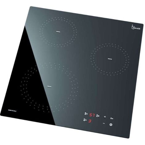 TRIO - Placa de inducción vitrocerámica negra cm. 45 - 3 zonas - cristal negro