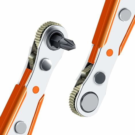 TRIO Tournevis Cruciforme Ph 2 X 110 Mm, mini clés à cliquet 1/4 "et embouts de tournevis cruciformes avec entraînement 1/4 pouce à couple élevé Mini tournevis décalé réversible à cliquet réversible