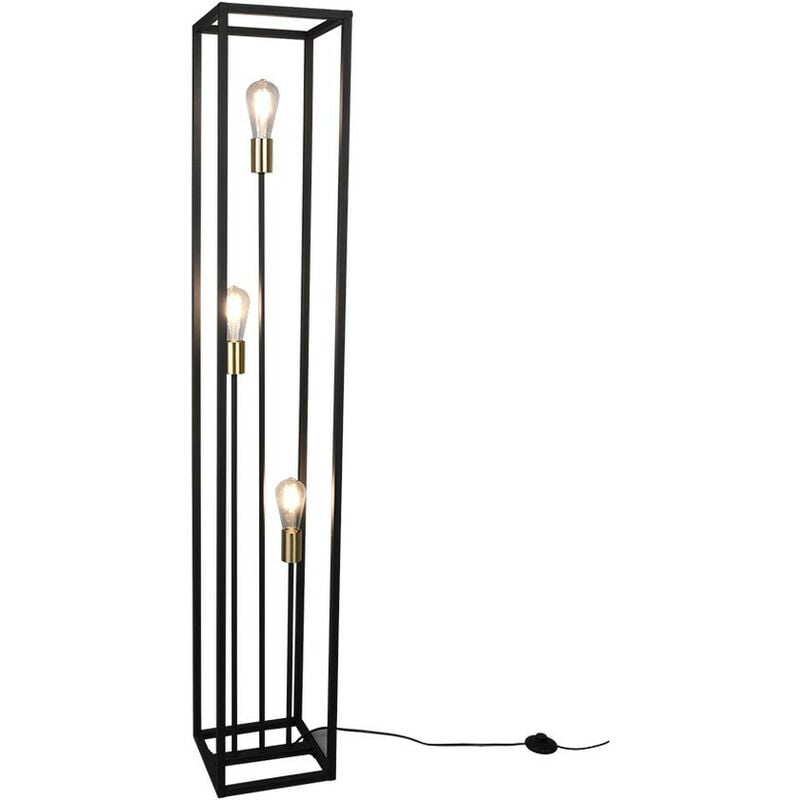 Trio Vito Modern 3 Light Floor Lamp Black Matt with Footswitch