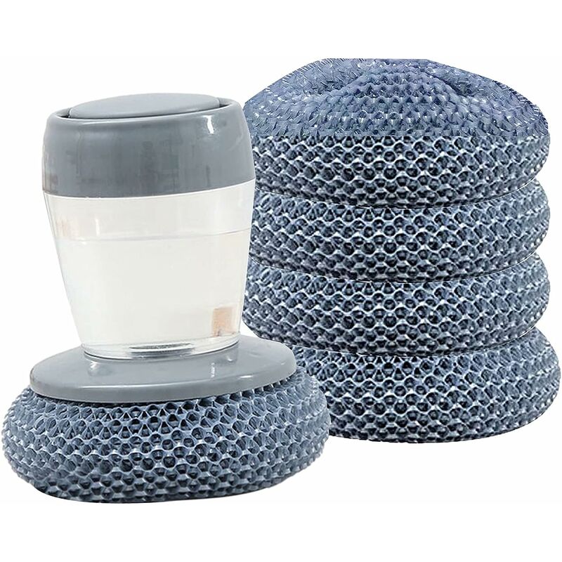 Triom Brosse de Paume de Distribution de Savon de Cuisine, Brosse de Nettoyage multifonctionnelle avec détergent, Boule de Fil d'acier à Addition