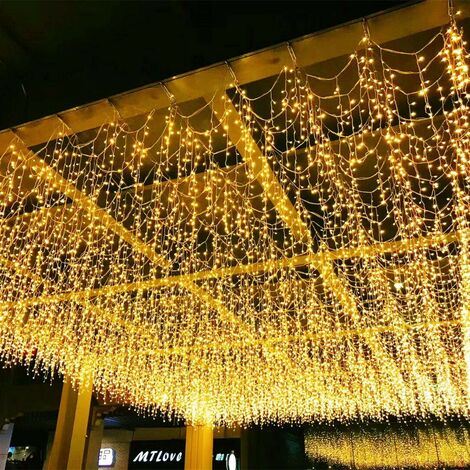 Triomphe 96 LEDs Rideaux Lumineux à 4m0.6m Guirlande Lumière Chaud et Blanc
