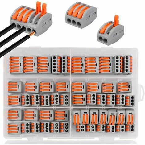 Triomphe Anschlussklemmen, 60 Klemmen Elektrischer Steckverbinder mit Betätigungshebel, Kompakte automatische elektrische Anschlussklemme, 20 Klemmen 2-fach, 30 Klemmen 3-fach, 10 Klemmen 5-fach