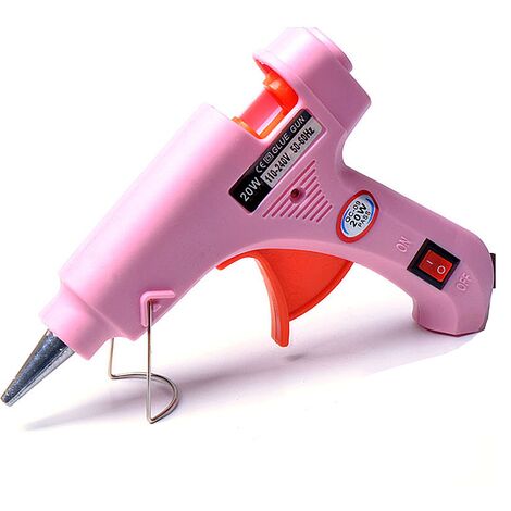 Triomphe Pink Hot Melt Glue Gun Mini hecho a mano DIY accesorios de joyería para niños 20W Electric Melt Gun Hot Glue Gun Plug en pistola de pegamento de alta temperatura