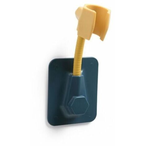 Triomphe Support de douche à main Support de douche mural réglable Support de pomme de douche Support mural adhésif en plastique ABS sans support de forage bleu