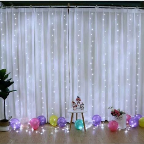 Rideaux lumineux 600 LED blanc froid 3m - Fil transparent - Veo shop
