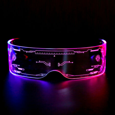 Cyberpunk Lunettes à visière LED Lunettes clignotantes futuristes lumineuses 