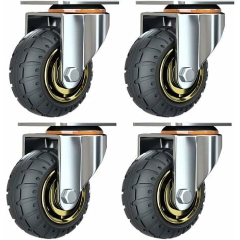 TRIP Kit de 4 roues universelles de 3 pouces sans freins Roues de chariot silencieux Roues universelles oulettes Pivotantes 75mm Roues Plaques Industrielles Transport Roulettes pour meubles FDC