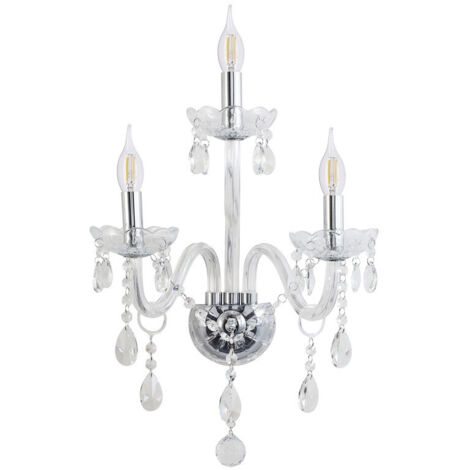 Tripla lampada da parete a candelabro glamour Cristallo 3x40W E14 Candellux