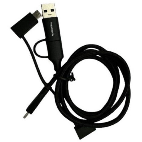 Triple câble de charge & donnees - THOMSON - USB-A + USB-C vers micro USB / Iphone/ USB-C - Longueur 1.5 m