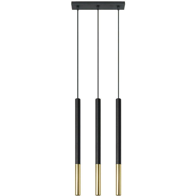 Triple Hanging Pendant Light Black, Gold G9 Dreifach hängende Pendelleuchte Schwarz, Gold G9
