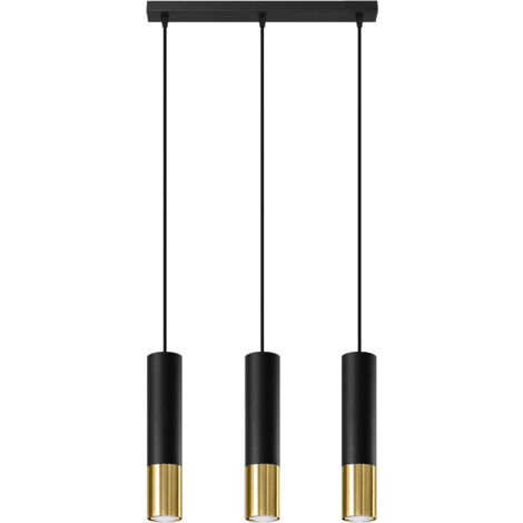 Triple Hanging Pendant Light Black, Gold GU10 Dreifach hängende Pendelleuchte Schwarz, Gold GU10