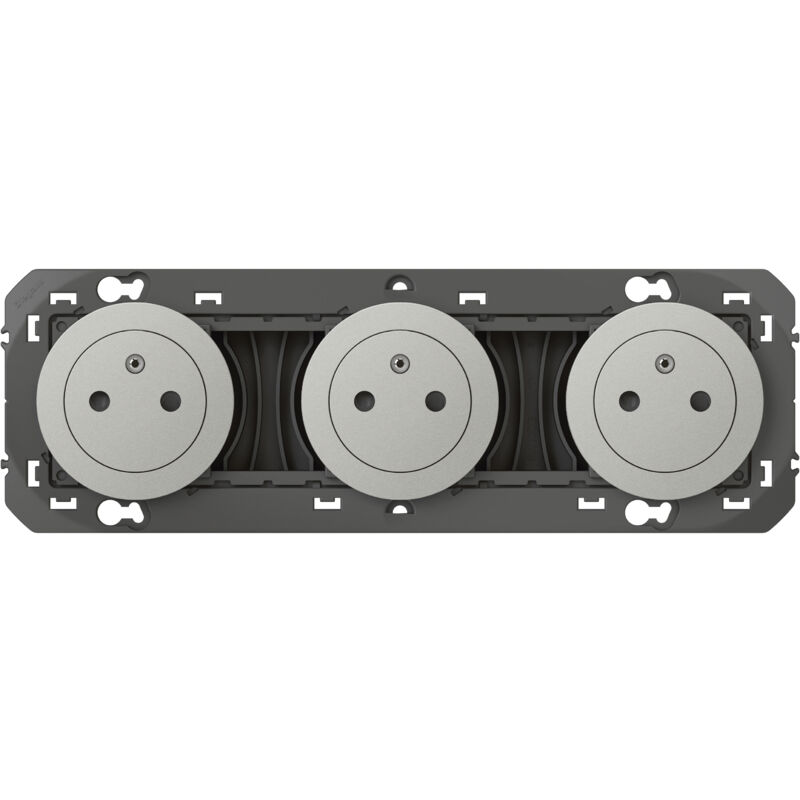 Legrand - Triple prise de courant 2P+T Surface Dooxie 16A précâblées Alu