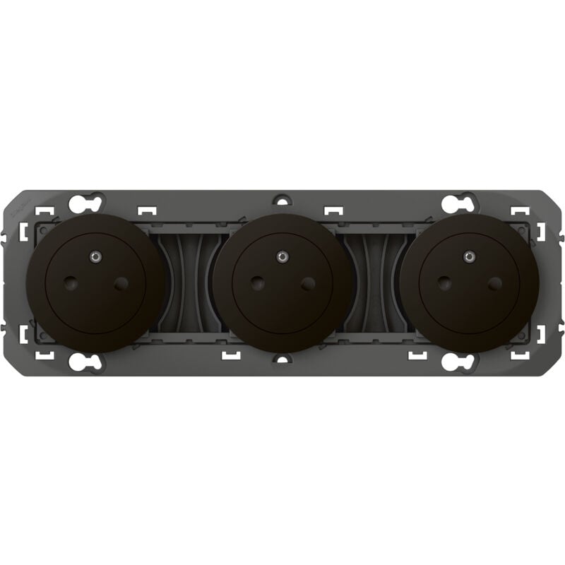 Triple prise de courant 2P+T Surface Dooxie 16A précâblées - Noir - Legrand