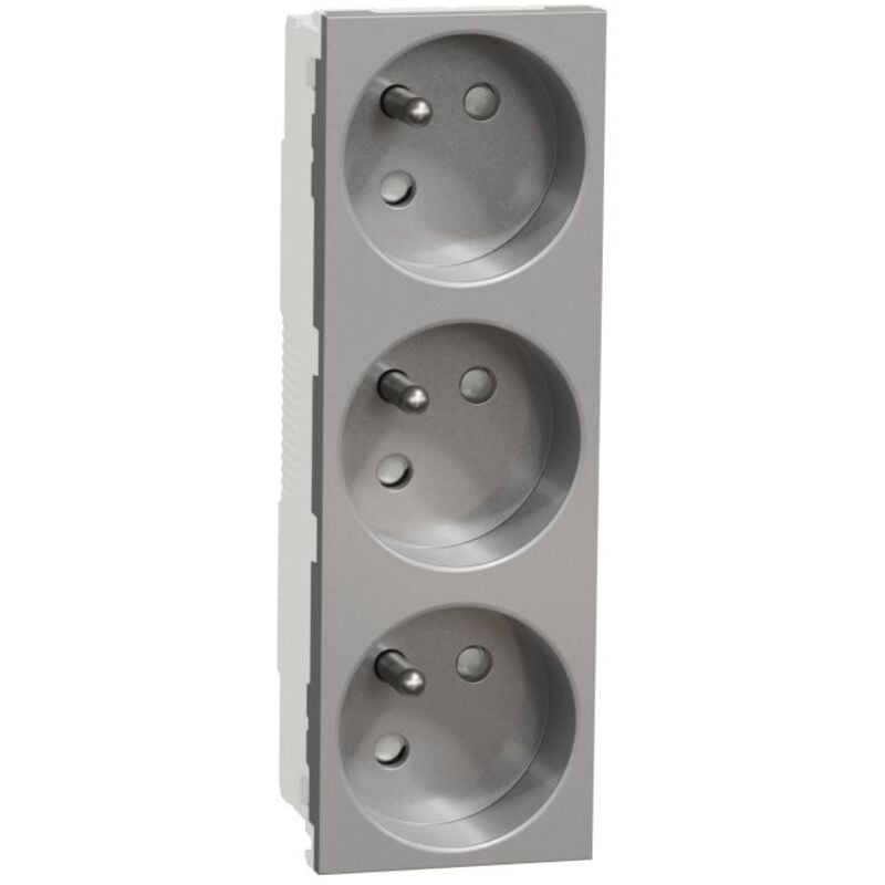 Schneider Electric - Unica prise triple 2P+T fr 45° Alu méca seul schneider NU307930