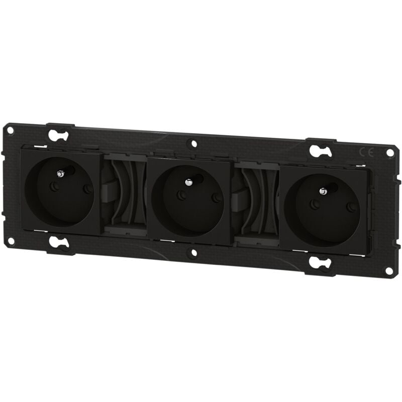 Triple prise de courant précâblée Altège 16A avec connexion à bornes automatiques finition Nuit (BTAL23SD)