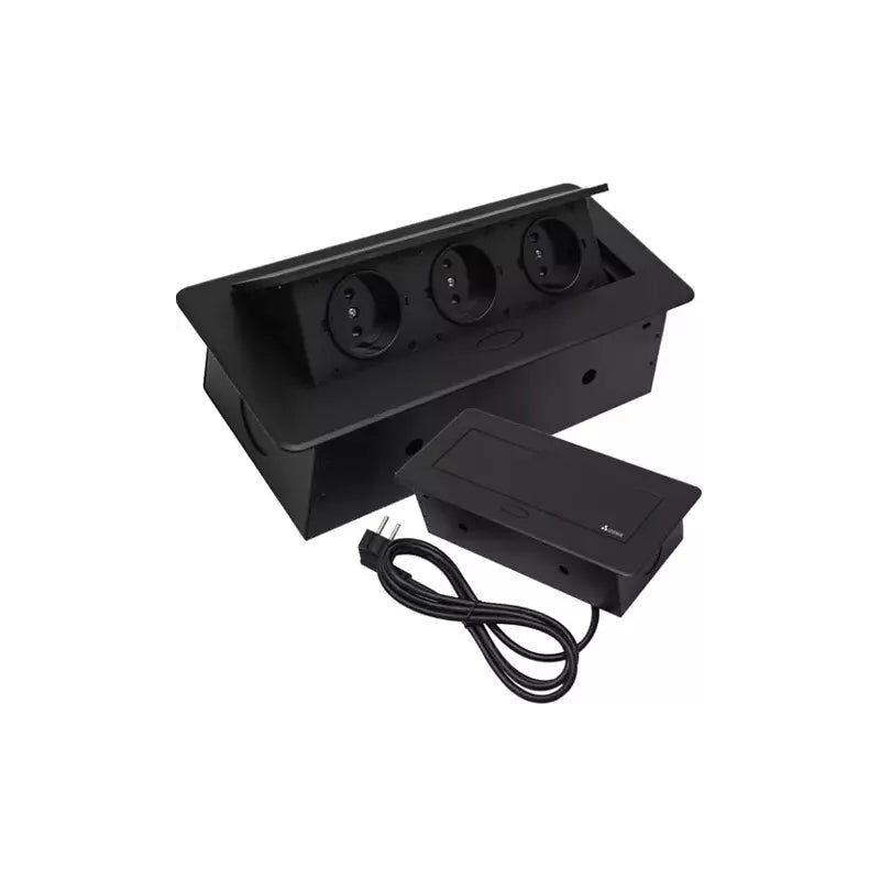 Triple Prise Encastrable pour plan de travail 22 x 10,8 x 6,5 cm