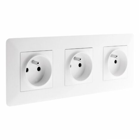 Triple prise précâblée 2P+T 16A - blanc - Zenitech