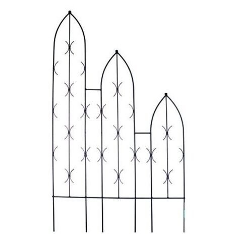 Triple Slope Gothic Screen - Decorative Garden Screen, Plant Support - Solid Steel - W91.4 x H180 cm - Black
