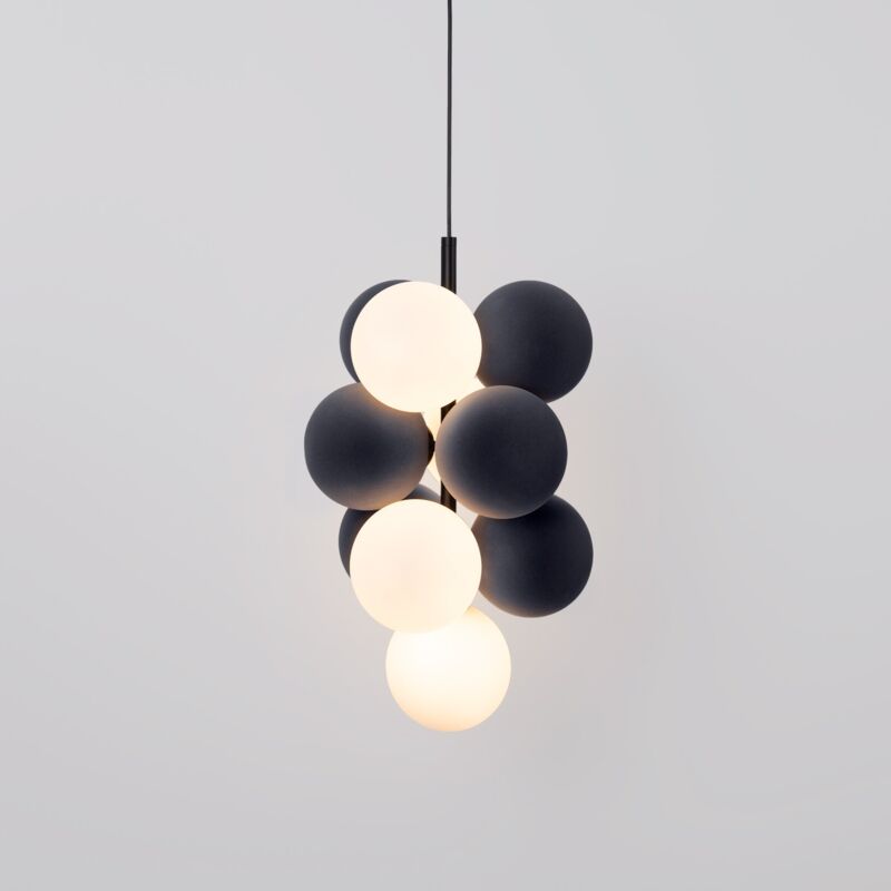 Barcelona Led - Suspension acoustique verticale 'drac' - 4 globes lumineux et 6 - Gris