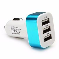 Triple USB Chargeur Voiture Universel 3 Port voiture chargeur adaptateur Socket 2A 2.1A 1A Bleu
