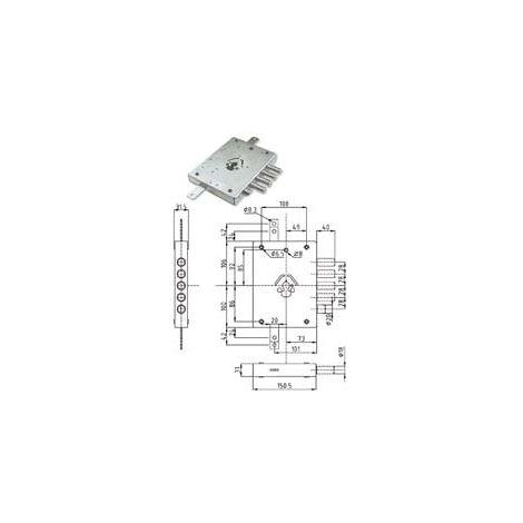 Triple verrouillage Appliquer Cyl. Européen avec loquet aveugle. Lourd 73 mm - 73 mm (IMB NE42 7) réversible sous enveloppe