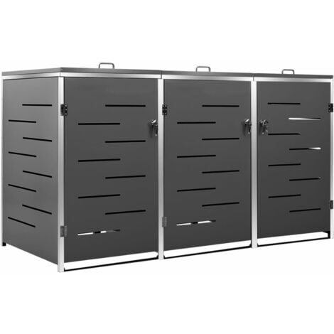 Triple Wheelie Bin Shed 207x77.5x112.5 cm Stainless Steel vidaXL