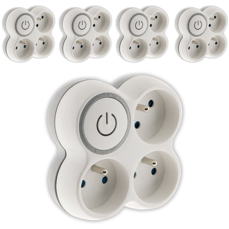 Lot de 5 triplites avec interrupteur 3x16A - Blanc/Gris Zenitech