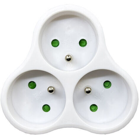 TRIPLITE- Multiprise  électriques 2 pôles avec Terre 3 sorties Frontales - 16 A triangulaire Blanc